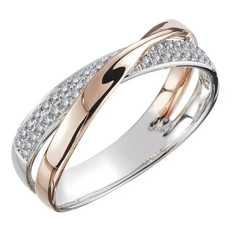 Hot Sale Simple Two Tone Shaped Newest Women Jewelry Finger Engagement Rings