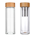 500ml Eco Friendly Drinking Glass Bottle Inside Filter Bamboo Lids Unbreakable Glass Water Bottle