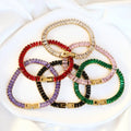 Wholesale Stainless Steel Gold Plated Jewelry Clustered Baguette Diamond CZ Iced Out Zircon Square Tennis Chain Bracelets