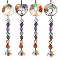 Seven Color Crystal Original Stone Handwoven Pendant Natural Stone Life Tree Pendant Dream Catching Net Pendant