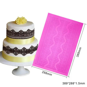 Food Grade Soft Large Size Fondant Lace Molds Silicone Flower Fondant Lace Mats with Impression for Cake Sugar Decorating
