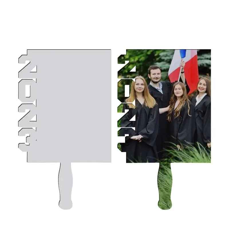 2023 Graduation Fans Stainless Steel Sublimation MDF Wood Blank Print UV Printing Schoolmate Decoration Gifts 100*177*5mm