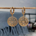 CAOSHI Luxury Gold Color Earing Hollowed-out Flower Women Drop Earrings Inlaid Brilliant Cubic Zirconia Female Wedding Earrings