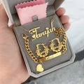 Customizable 18K Gold Plated Name Necklace Bracelet Earring Hoop Set New Personalized Birthday Gift for Kids