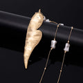 TongLing Irregular Heart Pendant Pearl Necklace Elegant Female Vintage Gold Necklace for Lover Gift
