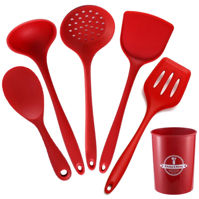Manjia Non-Stick Kitchen Accessories Cookware Set Wholesale 6pcs Kitchen Utensils Silicone Kitchen Utensil Set Cooking Tool