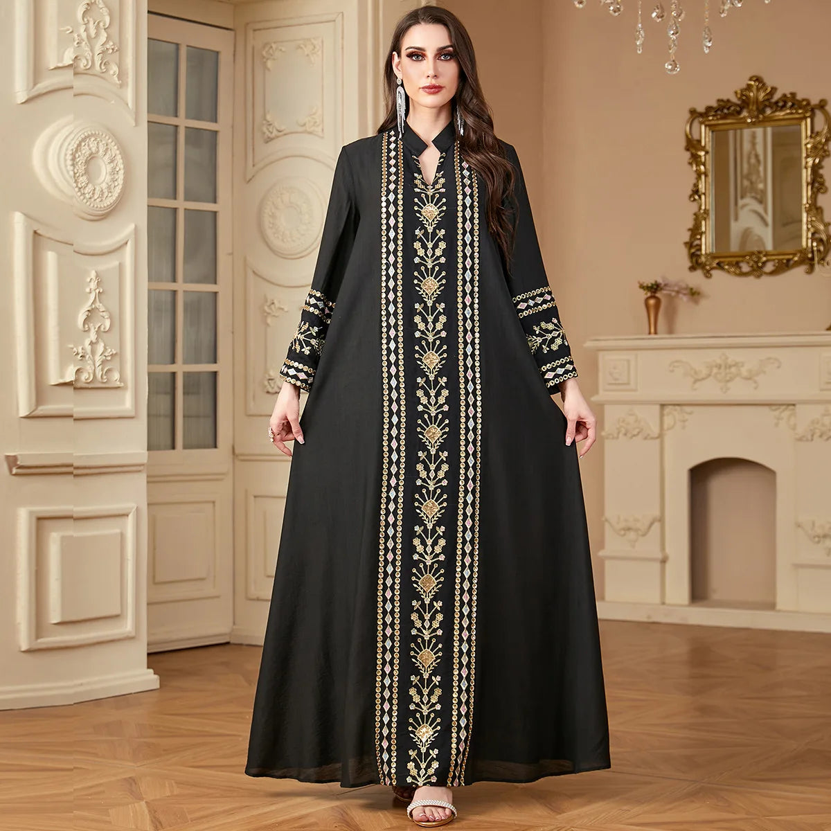 Pamadan Saudi Arabian Abaya Dubai Turkey EID  Modest Kaftan Islamic Clothing 4178