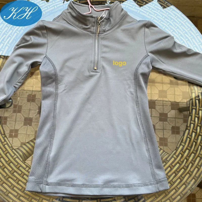Young Rider Collection Long Sleeve Luxurious Four Way Stretch Kids Zipped Base Layer