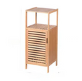 Solid Bamboo Storage Rack Freestanding Floor Cabinet with Slide Door Natural Wood Color for Home Living Room Furniture