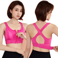 Women's High Impact Zip Removable Pads Front Sports Bra Cross Back Adjustable Support Yoga Quick-Dry High Support Athletic Bra