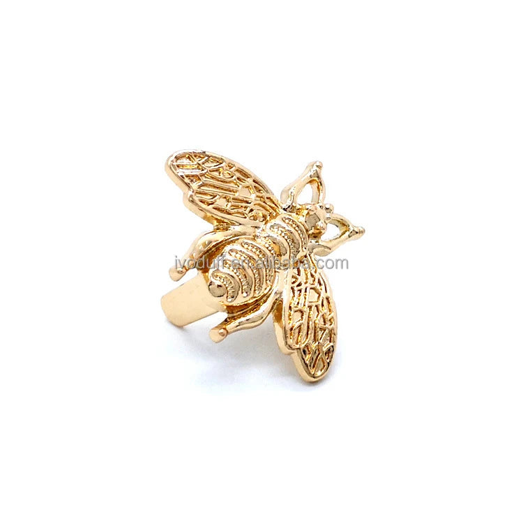 Custom 22x28mm Light Gold Bee Shoe Clips Buckles Ornament Handbag Hardware