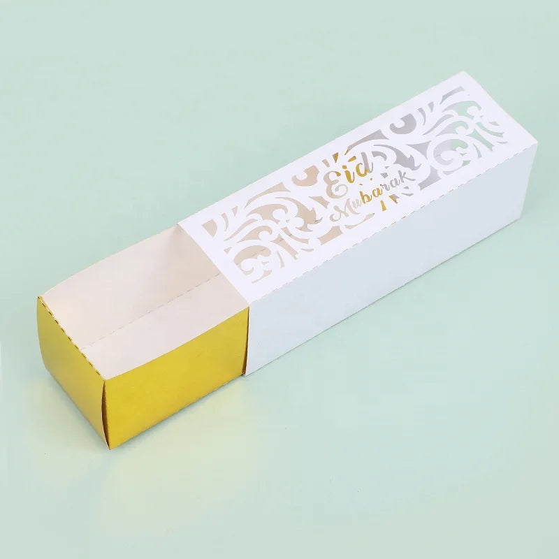 Luxury Hollow Out Ramadan Cupcake Box EID Mubarak Chocolate Candy Gift Box Sleeve Matt Lamination Embossing Box Type Folders
