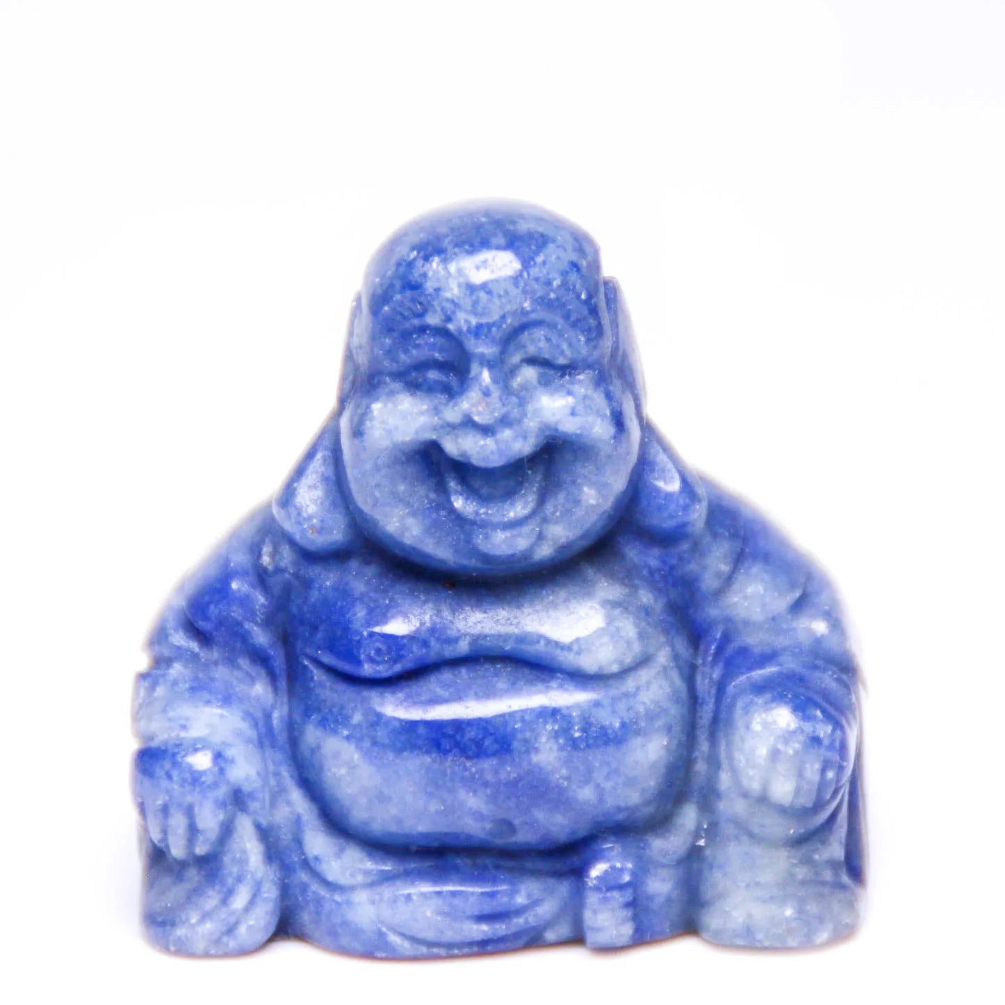 Hongzhuo Handmade Beautiful Crystal Christmas Laughing Buddha Blue Aventurine Healing Crystal Carvings for Gifts
