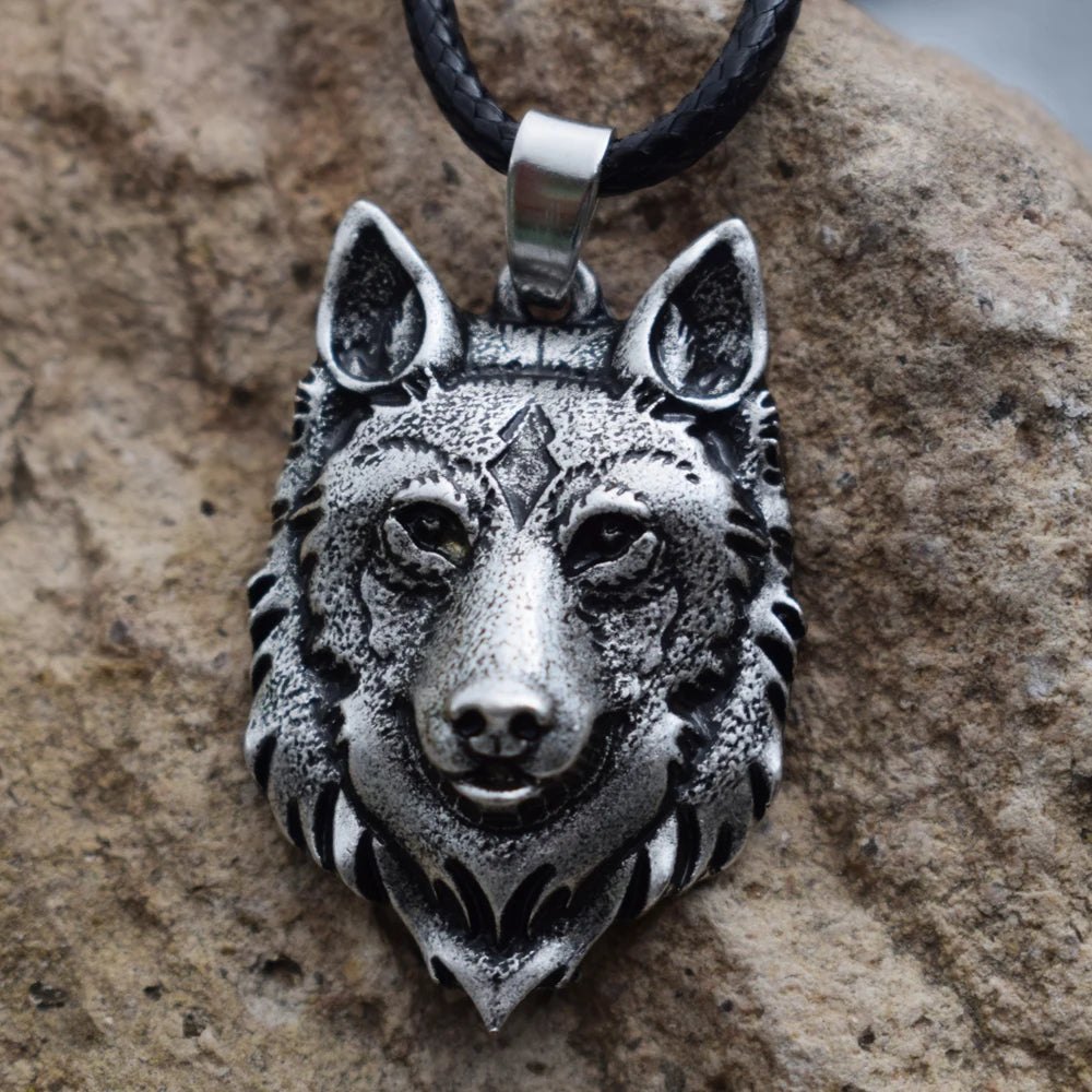 Animal Power Norse Viking Amulet Wolf Head Classic Link Chain Necklace for Men Women Wedding & Party Gift
