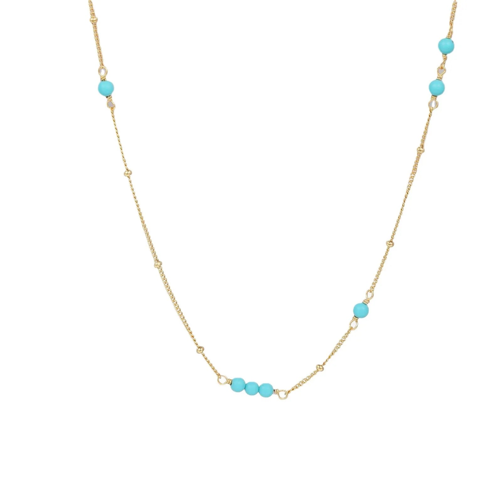 Daidan Silver Necklace 925 Women Chain 18K Gold Plated Bead Turquoise Stone Fine Chokers Necklace