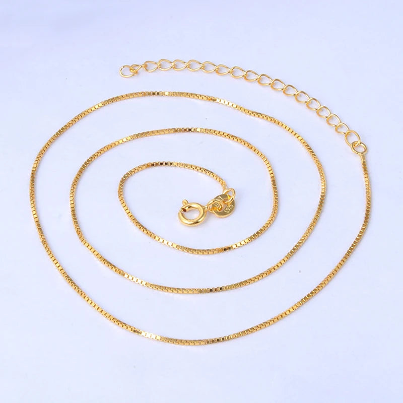 Italian Link Chain 925 Sterling Silver Necklace for Women 18K Gold Rhodium Plated Stylish Wedding Accessory Gift Engagement