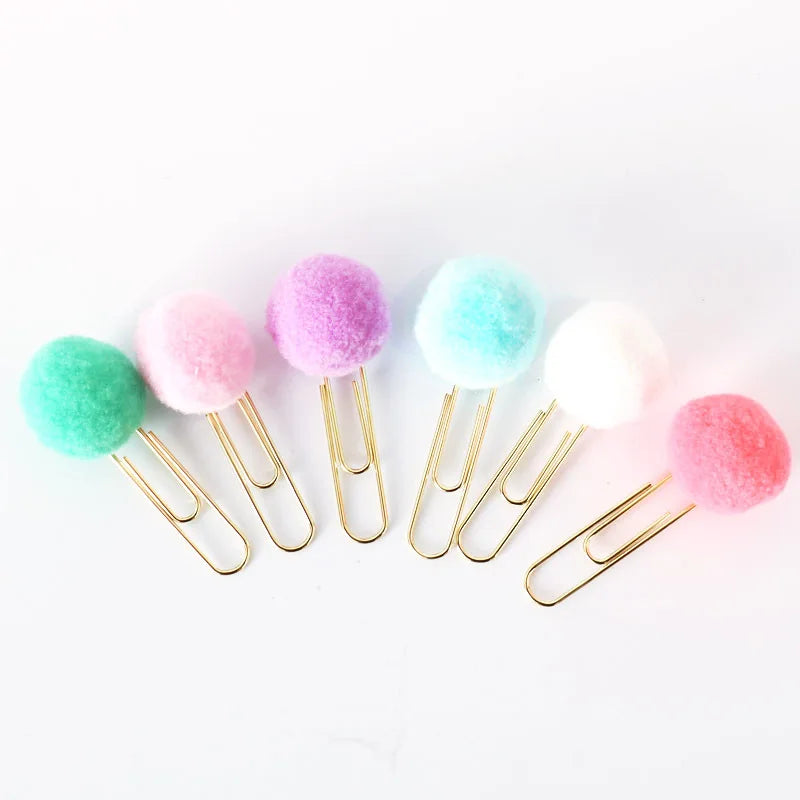 Factory Selling Candy Colors Diary Gold Metal Custom Decoration Planner Pompom Paper Clips