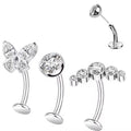 Hot Selling Things G23 Titanium Gold Plated Wedding Navel Piercing Jewelry with Zircon Butterfly Curved Rod Pin