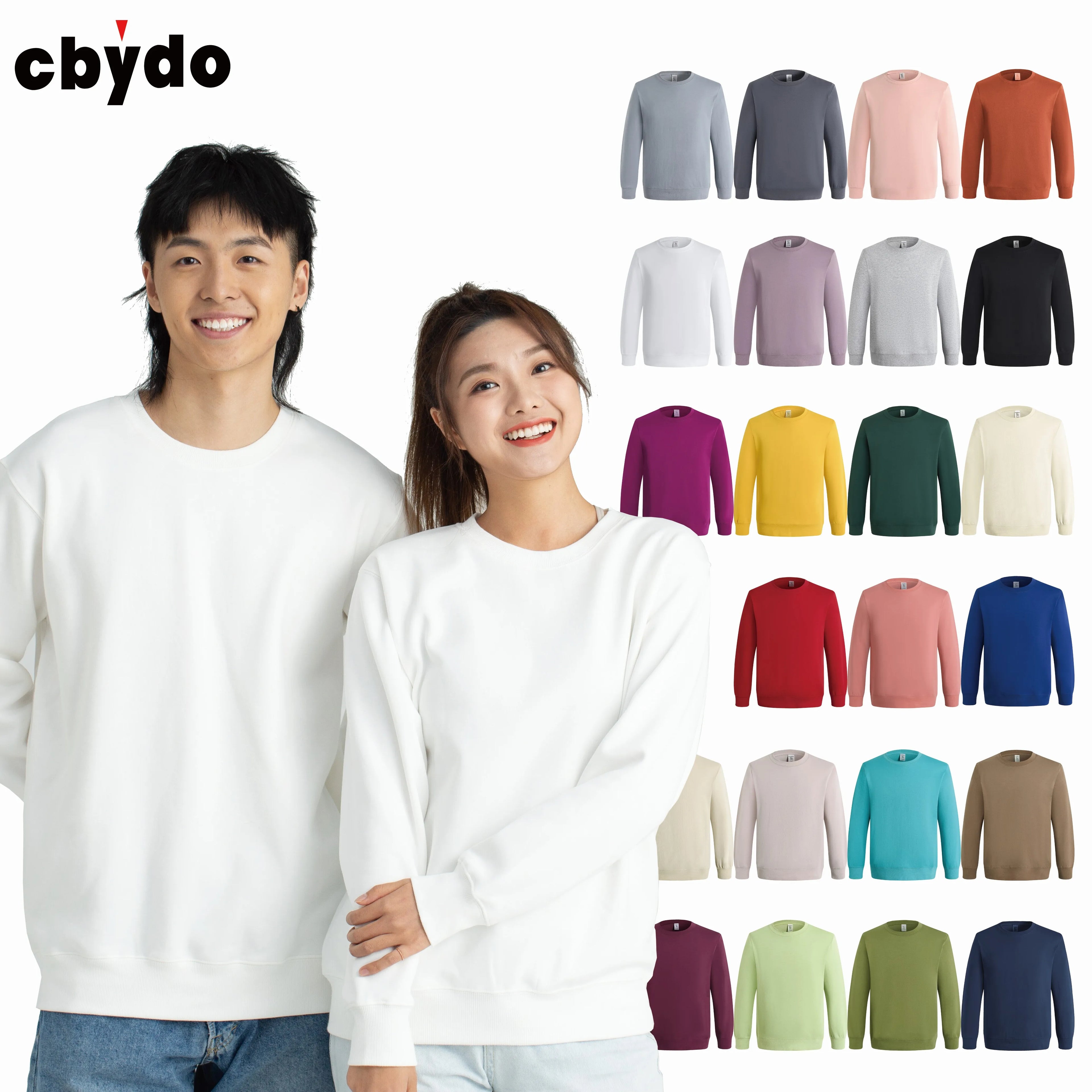 Wholesale High Quality Hot Selling Plain Unisex Sweatshirts Hoodies Puff Silk Screen Printing Custom logo Blank Sweatshirts