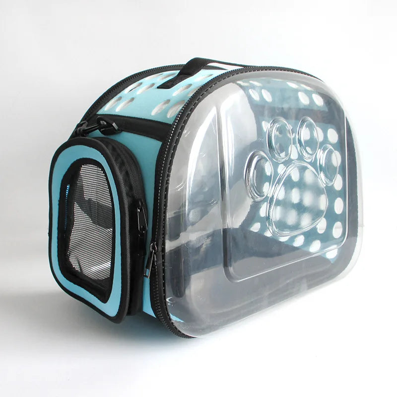 Wholesale Transparent Portable Folding Soft-Sided Pet Carrier Breathable Outdoor Carry Bag Cats Polyester Zipper Closure Plastic