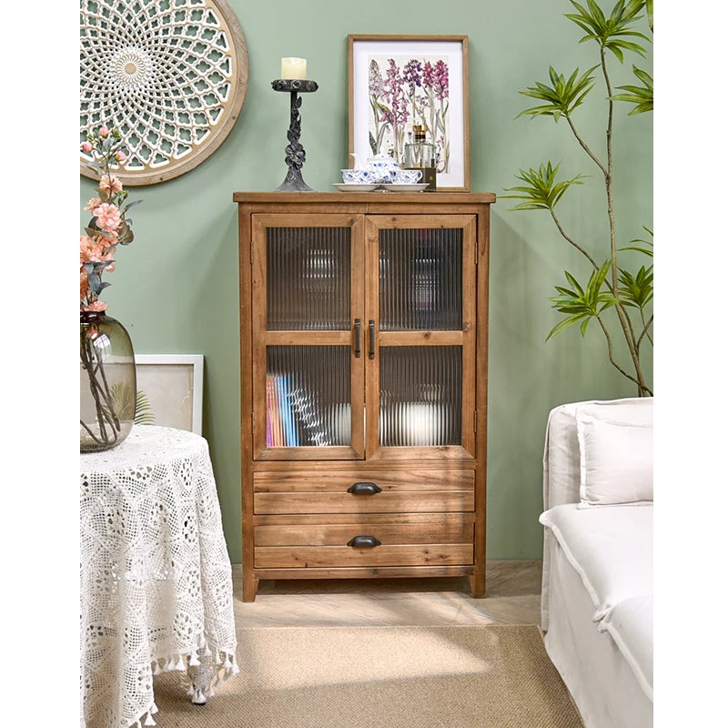 American Style Rustic Chunky Plank Recycled Pine Wooden Free-standing Units Kitchen Cupboard Storage Drawer Cabinets