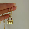 2022 Dazan New 18k Gold Plated Tarnish Free Stainless Steel Square Eight Awn Star Lock Polished Pendant Necklace for Women