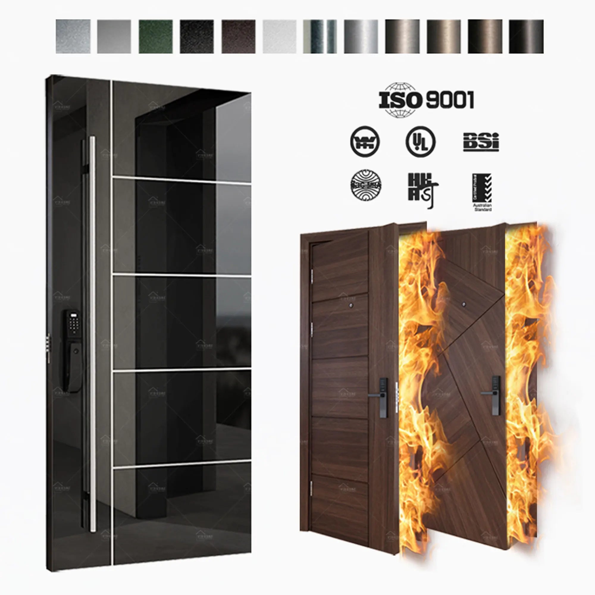 Foshan Yohome Modern German Front Main Stainless Steel Doors Interior Exterior Doors Smart Lock Security Pivot Entrance Door