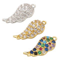 Brass Gold CZ Angel Wings Shaped 14k Gold Plated 7x16mm Fashionable Jewelry Pendant Charms