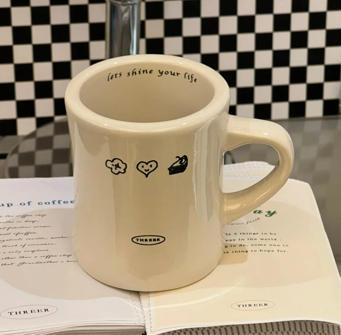 White Vintage Diner Classic Style Coffee Mug Cup Custom Creative Logo Ceramic Practical Thick Water Mug