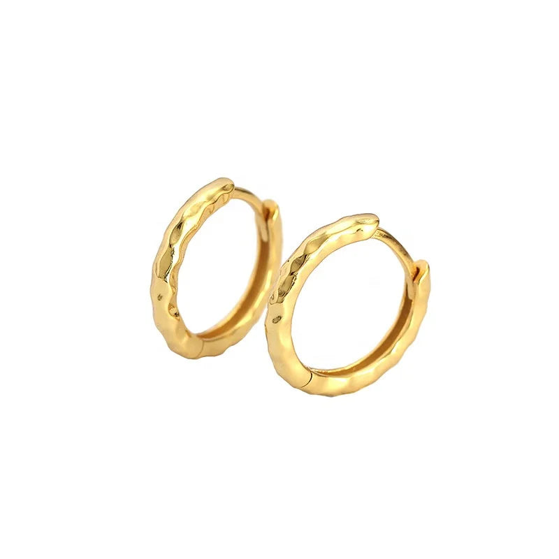 Nagosa Wholesale 925 Sterling Silver Jewelry 18k Gold Vermeil Hammered Basic Hoop Earrings