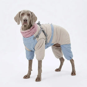 Waterproof Dog Winter Jacket with Integrated Harness Reflective Warm Windproof Fleece Lined Pet Coat for Large Dogs Snowsuit