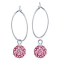 20mm Disco Ball Earring Ball 925 Sterling Silver Huggie Earrings with Charm