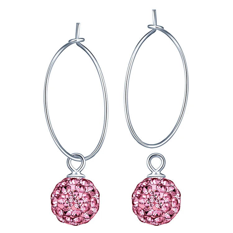 20mm Disco Ball Earring Ball 925 Sterling Silver Huggie Earrings with Charm