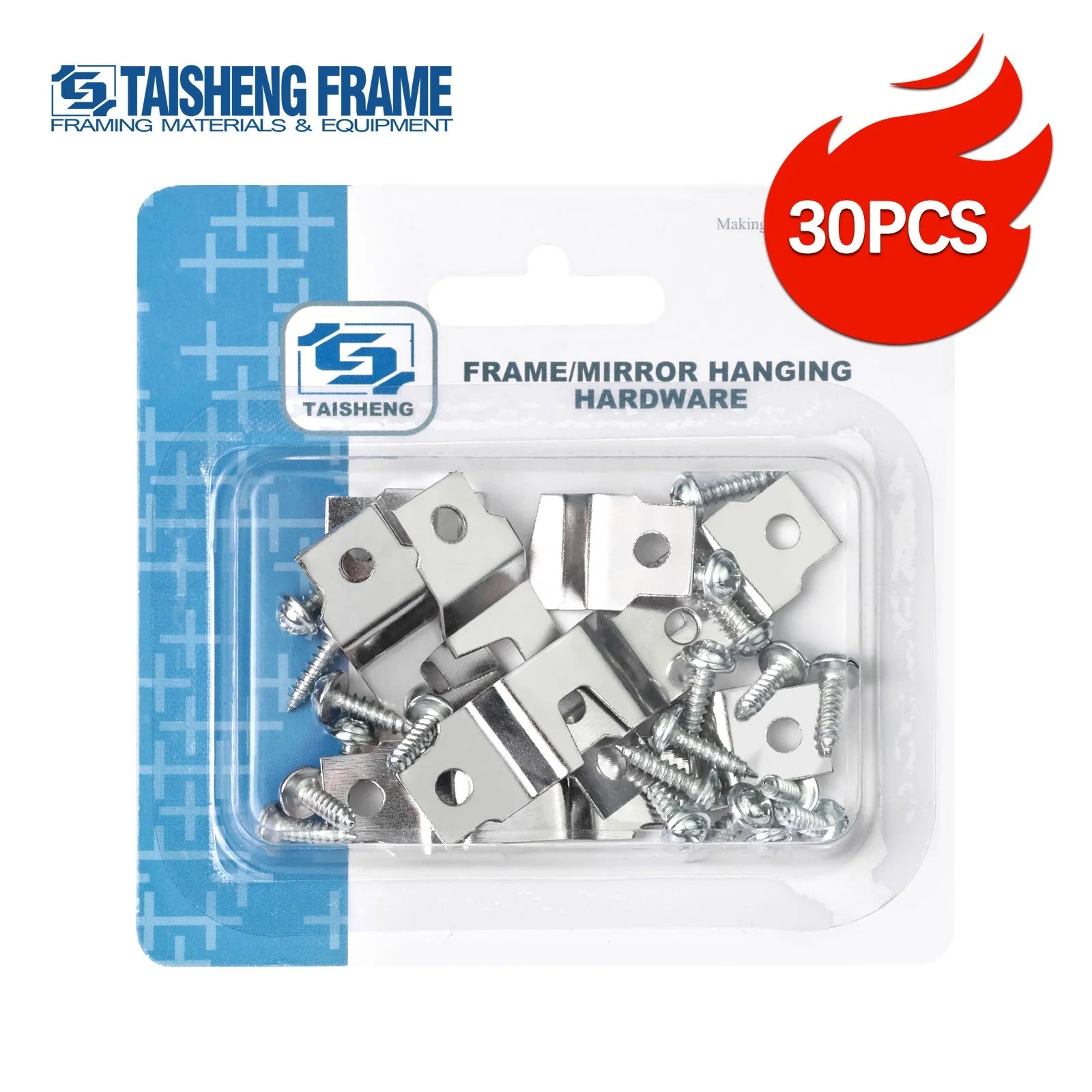 30PCS TS-K111 Hanger Set High Quality Metal Stamping Aluminum Picture Frame Hook Hanger With Double Holes and Screws