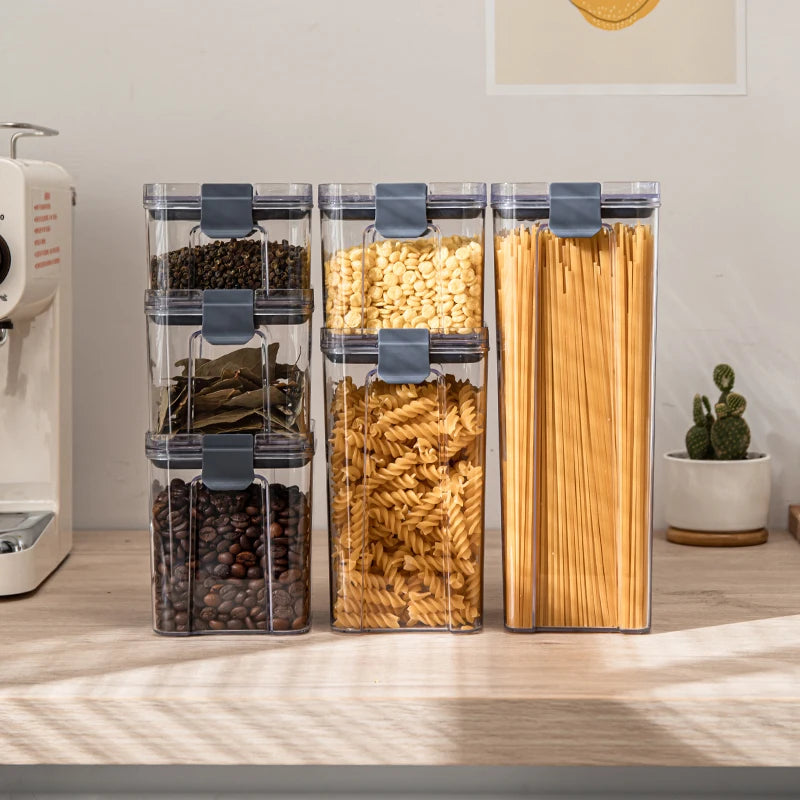 Best Sale Clear Plastic Container Set Airtight Kitchen Drawer Organizer Pantry Organization Storage Bins Food Containers