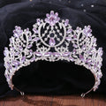 Wedding Crown for Bride Purple Crown Mixed Designs Purple Wedding Bride Rhinestone Crystal Tiaras Crown for Bridal Queens Corona