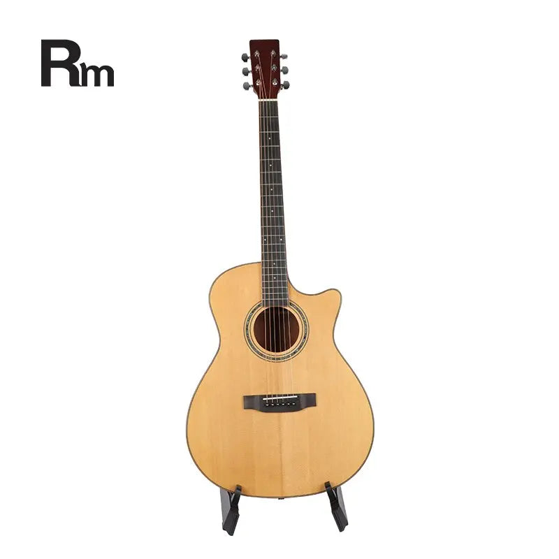 Rm ZY-STD02 41 Inch Cutaway Dreadnought Acoustic Steel String Guitar Custom Solid B Spruce Top & Magogany Back/Sides