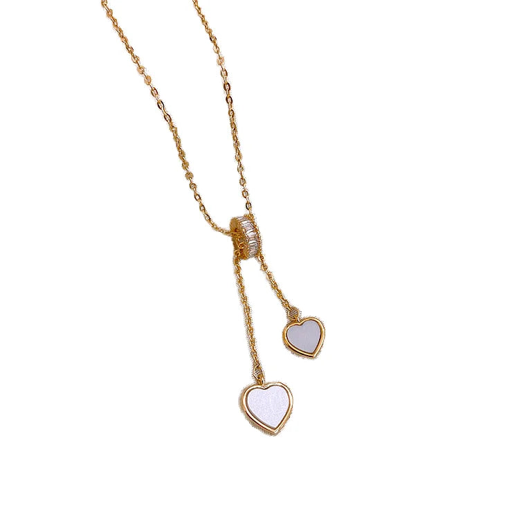 HOVANCI 3 Link Chain Necklace Personalized Gold-Plated Heart Charm for Women for Wedding or Gift