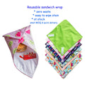 Plastic Free Reusable Adjustable Waterproof Polyester Sandwich Wraps 30x30cm Food-Safe Storage Pouch for Lunch Snacks