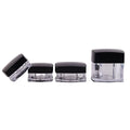 Black Lid Square Shape PS Small Transparent Cream Jars 10g Eco-Friendly Cosmetic Sample Container for Skin Care