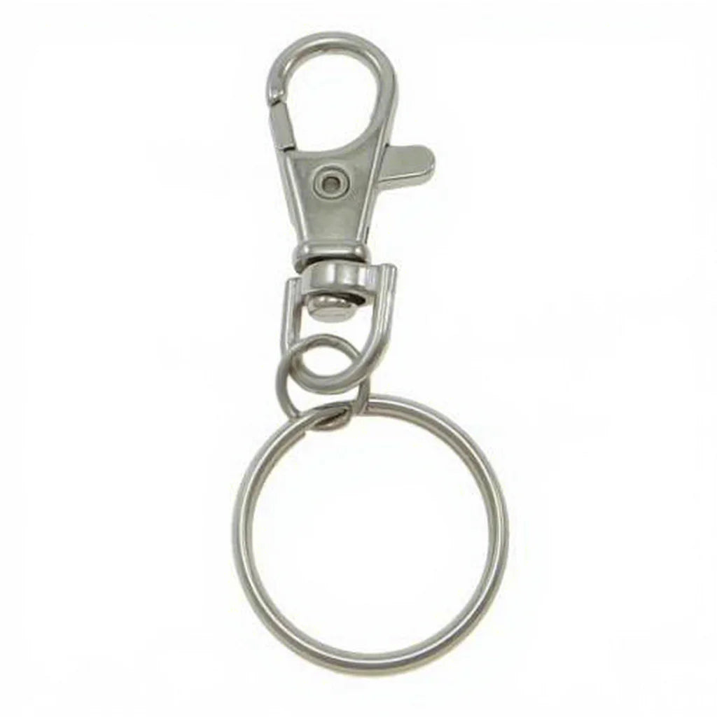 Wholesale Zinc Alloy Clasps Ring Key Chain Platinum Color 25x65x6mm Hole: 21mm 825189