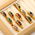 Nabest Waterproof Stainless Steel Cubic Zirconia Charm Ring Jewelry Women PVD Plated Luxurious Wedding Rings