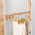 12-Inch Space-Saving Multi-Functional 5-in-1 Skirt Rack with Clips Coffee Black Pants Organiser Hanger for Wardrobe Clothing