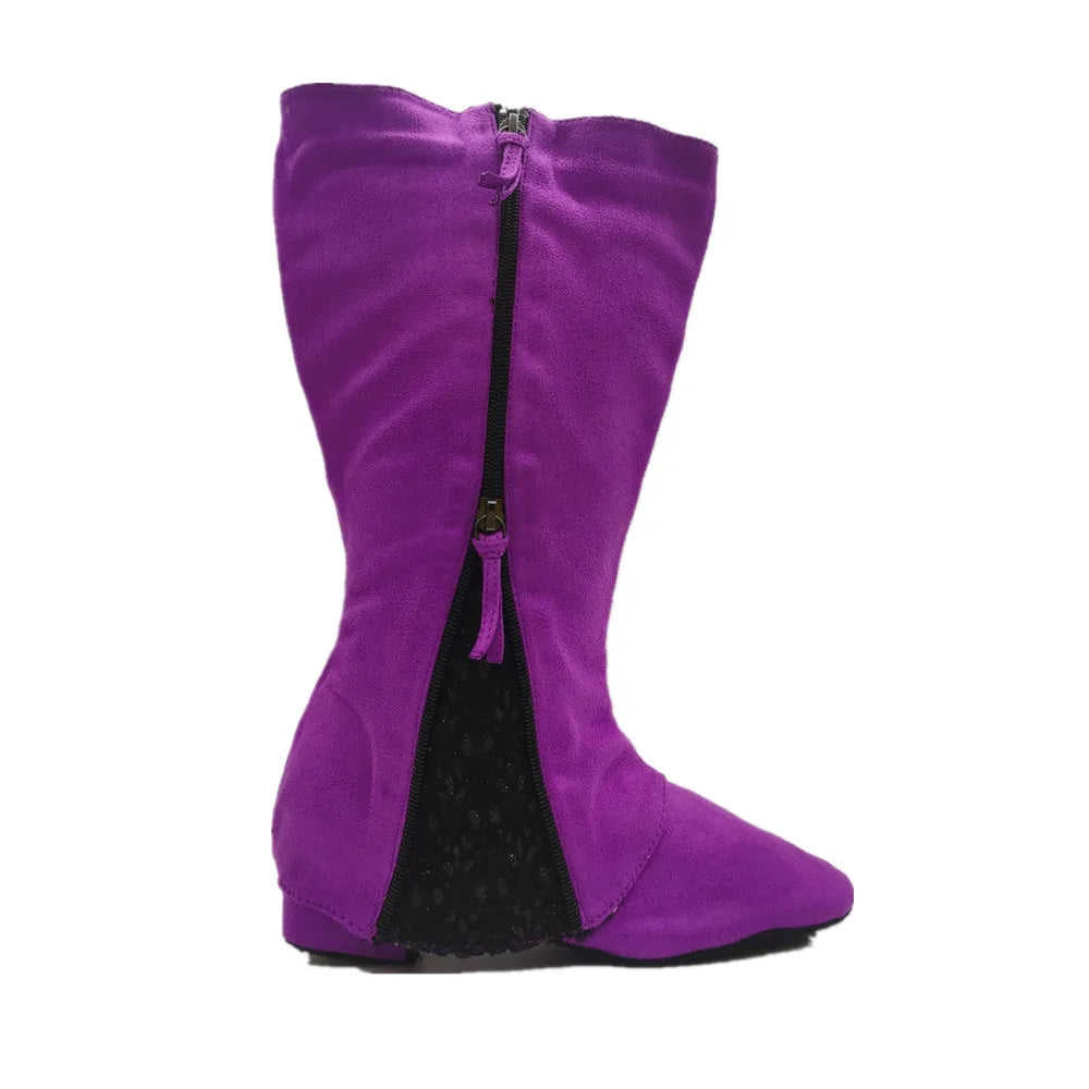 Evkoodance MOQ001 Purple Lace Women's Dance Boots Soft Low Heel Customized Color Fashionable Lady Party Salsa Shoes Minimum