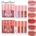 Dragon Ranee 4Colors/Sets Fashion Matte Liquid Lipstick Lipgloss Sets Moisturizer Waterproof Velvet Lip Glosses Gift Box
