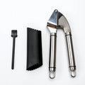 Garlic Press Best Professional Stainless Steel (Silicone Tube Peeler Cleaning Brush Included)