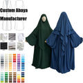 Two Piece Set Modest Abaya With Khimar High Quality Crepe Two Layer Solid Color Wholesale Islamic Clothing Plus Size Prayer Set MegaBDM