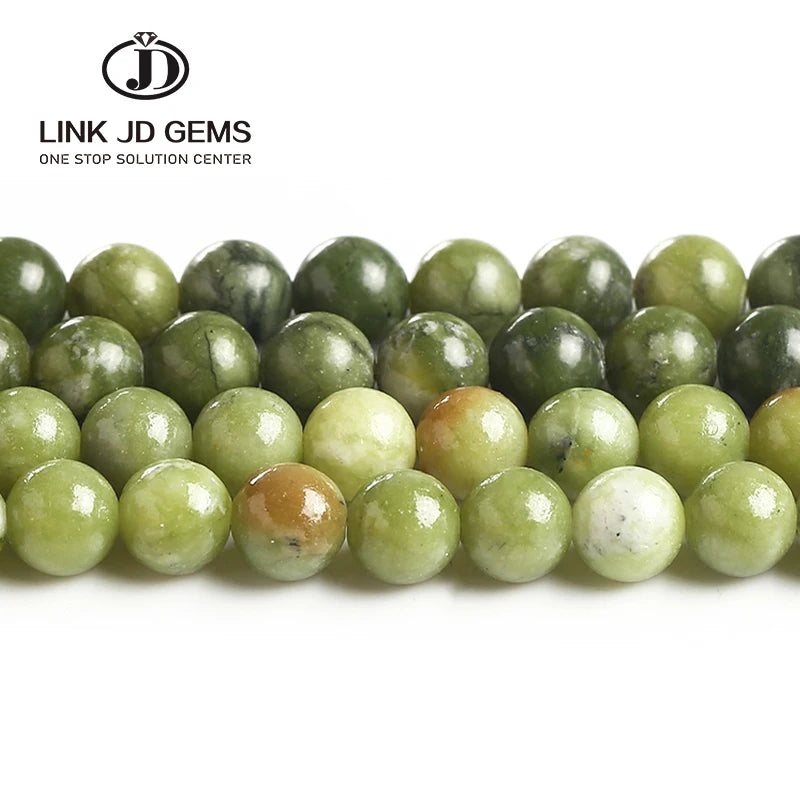 JD 4/6/8/10/12mm Natural Stone Beads Smooth Natural Southern Jade Round Loose Beads for Jewelry Making DIY Bracelet Accessories