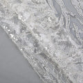 Luxury Custom Polyester Beaded Sequin Floral Lace Tulle Embroidery Fabric White for Wedding Dresses Bags Beautiful Embroidered