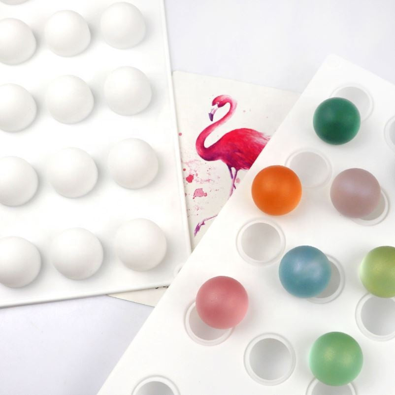 339  Factory Free Sample 15  Hole Half Ball Shape Silicon Resin Mold Silicon Chocolate Moulds Silicone Ice Cube Tray
